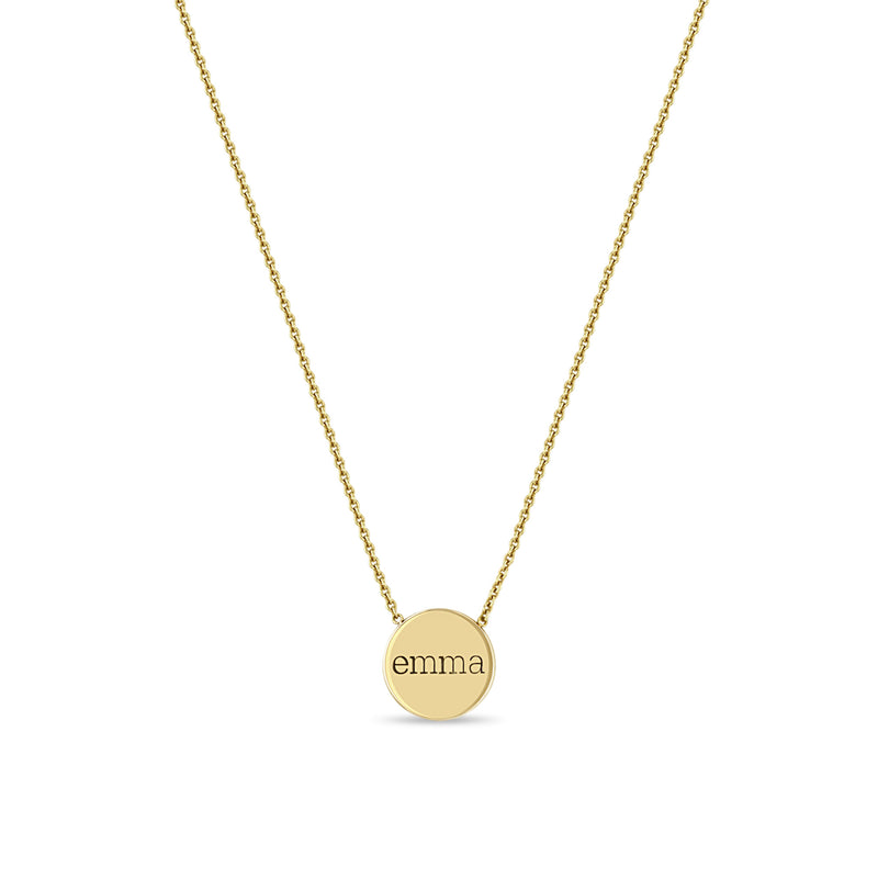 Zoë Chicco 14k Gold Personalized Small Disc Pendant Necklace engraved with "emma"