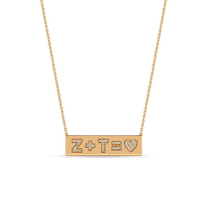 Zoë Chicco 14kt Gold Pavé Diamond Heart Equation ID Necklace