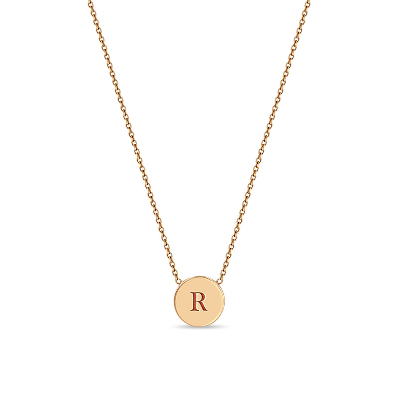 Zoë Chicco 14k Gold Engraved Initial Small Disc Necklace – ZOË CHICCO