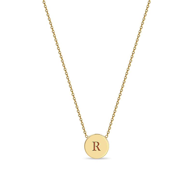 Zoë Chicco 14k Gold Engraved Initial Small Disc Necklace