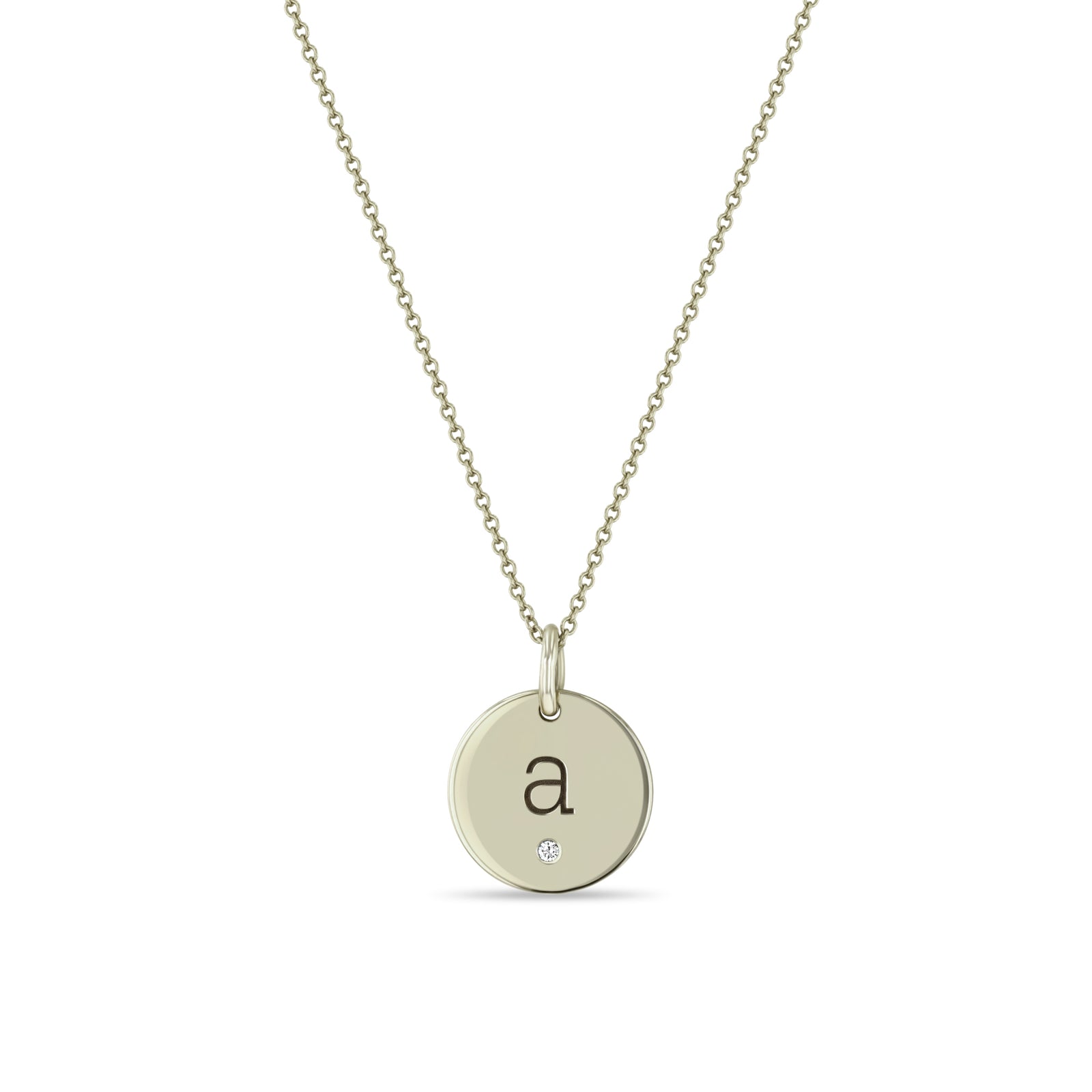 Zoë Chicco 14k Gold Medium Engraved Initial Disc with Diamond