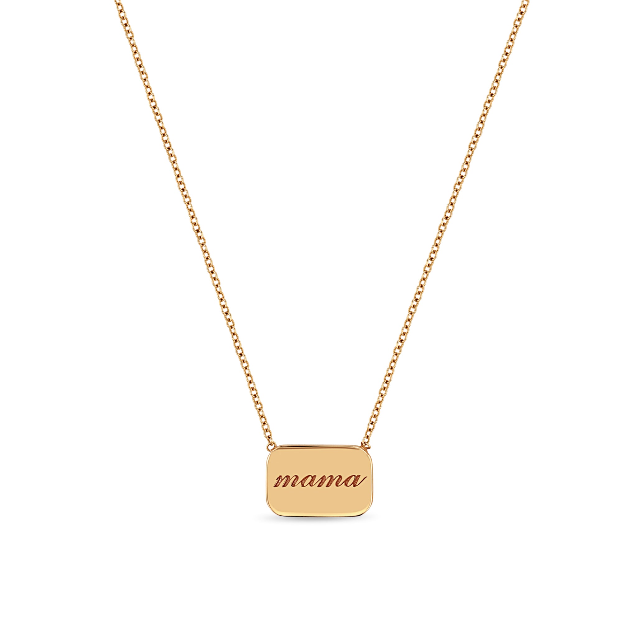 Zoë Chicco 14kt Gold Personalized Rounded Rectangle Nameplate Necklace