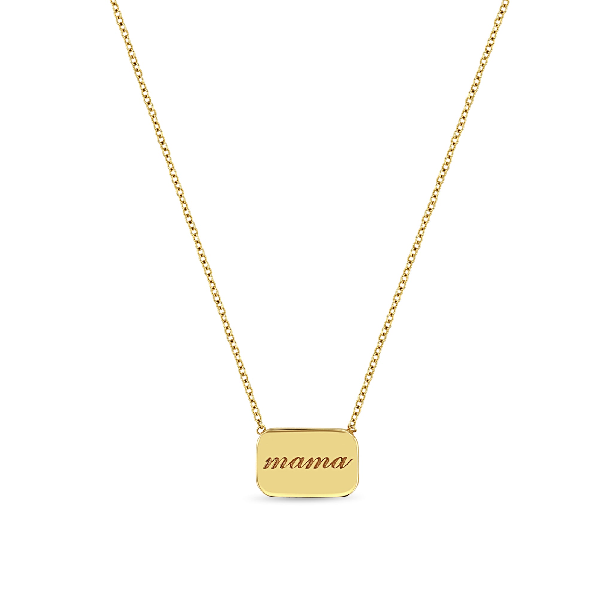 Zoë Chicco 14k Gold Personalized Rounded Rectangle Nameplate Necklace engraved with mama