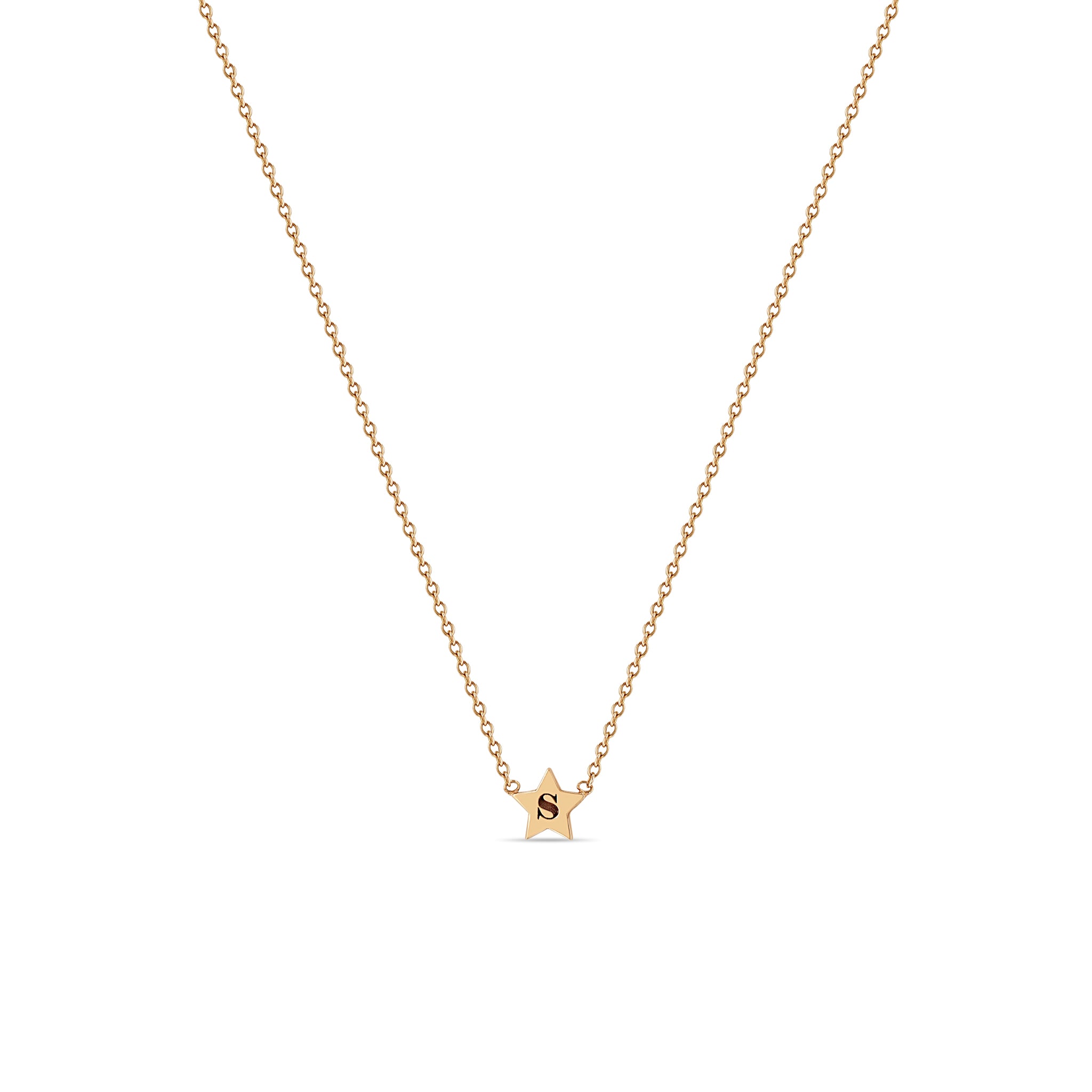 Zoë Chicco 14kt Gold Engraved Initial Star Necklace
