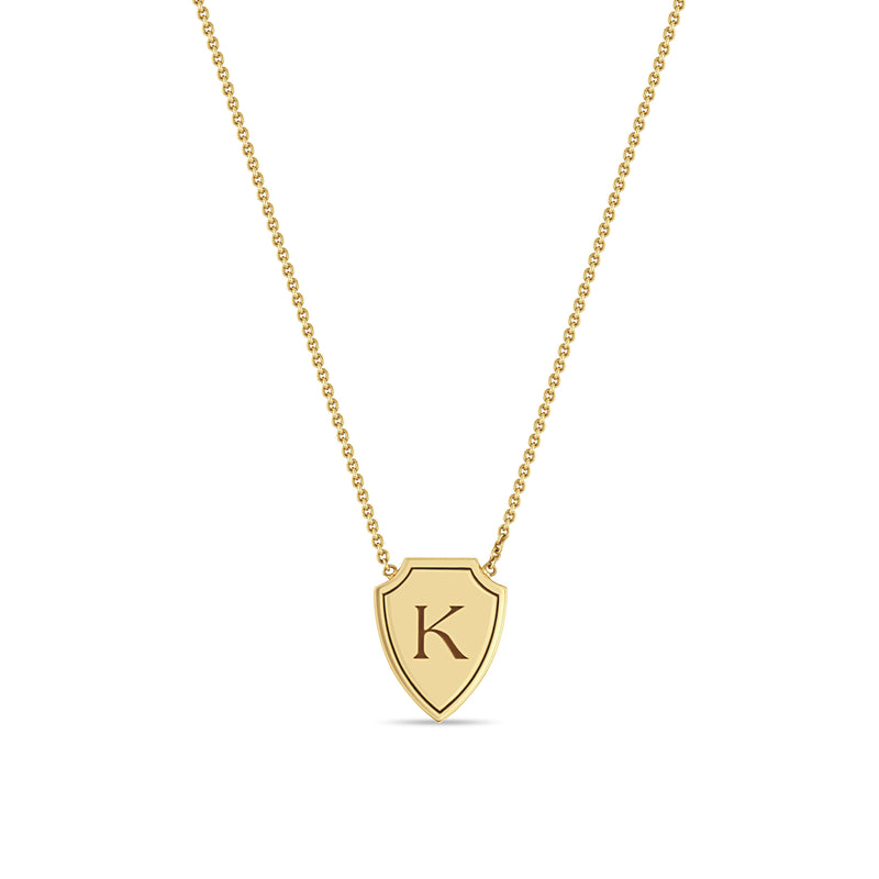 Zoë Chicco 14k Gold Initial Shield Necklace