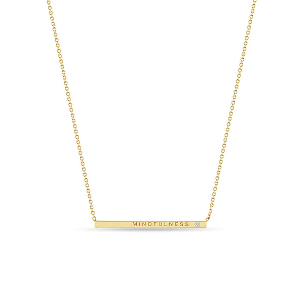 Zoë Chicco 14kt Yellow Gold Engraved Thin ID Necklace with White Diamond