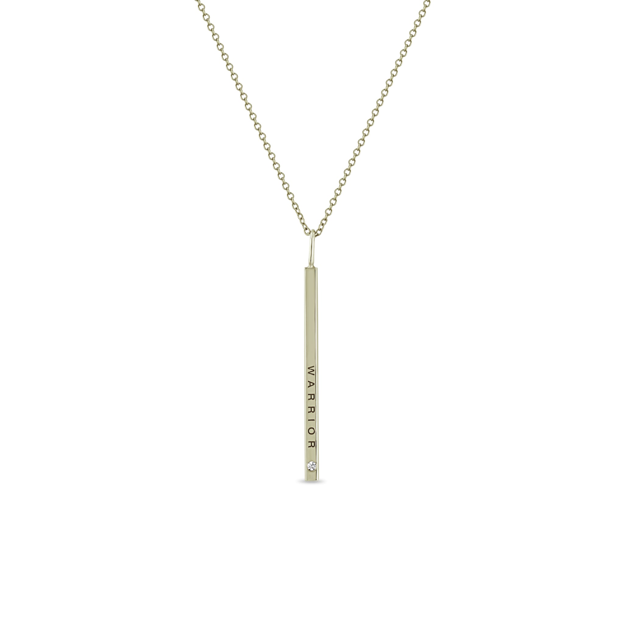 Zoë Chicco 14kt Gold Thin Vertical ID Bar with Diamond Pendant Necklace