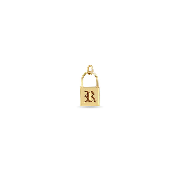 Zoë Chicco 14kt Gold Single Old English Initial Letter Small Padlock Charm