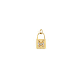 Zoë Chicco 14kt Gold Single Pavé Diamond Initial Letter Small Padlock Charm