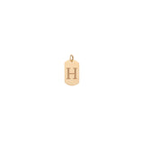 14k Small Engraved Initial Dog Tag Charm Pendant