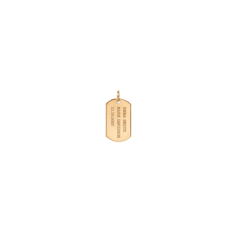 14k Vertical Text Small Dog Tag Charm