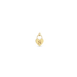 Zoë Chicco 14kt Gold Single Engraved Initial Heart Padlock Charm Pendant