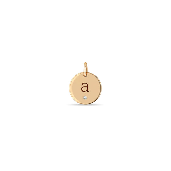 Zoë Chicco 14kt Gold Single Initial & Diamond Medium Disc Charm Pendant