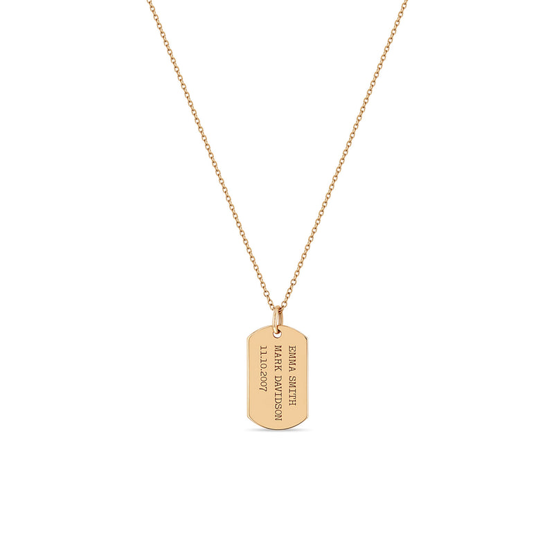 18K Gold Custom Engravable Tag Necklace - Engravable Dog Tag – Enjoy 20%  off – BaubleBar