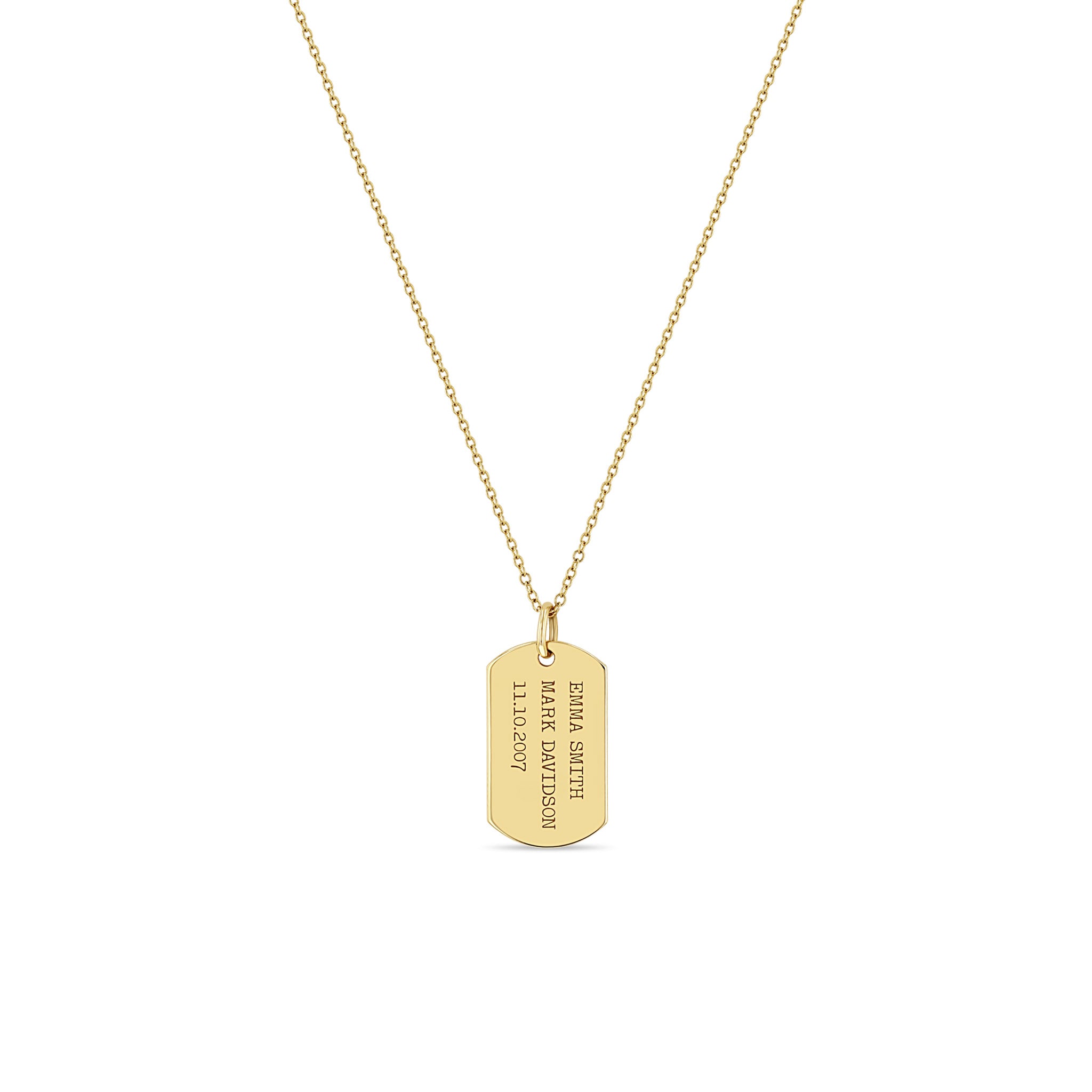 Zoë Chicco 14k Gold Small Engraved Dog Tag Necklace