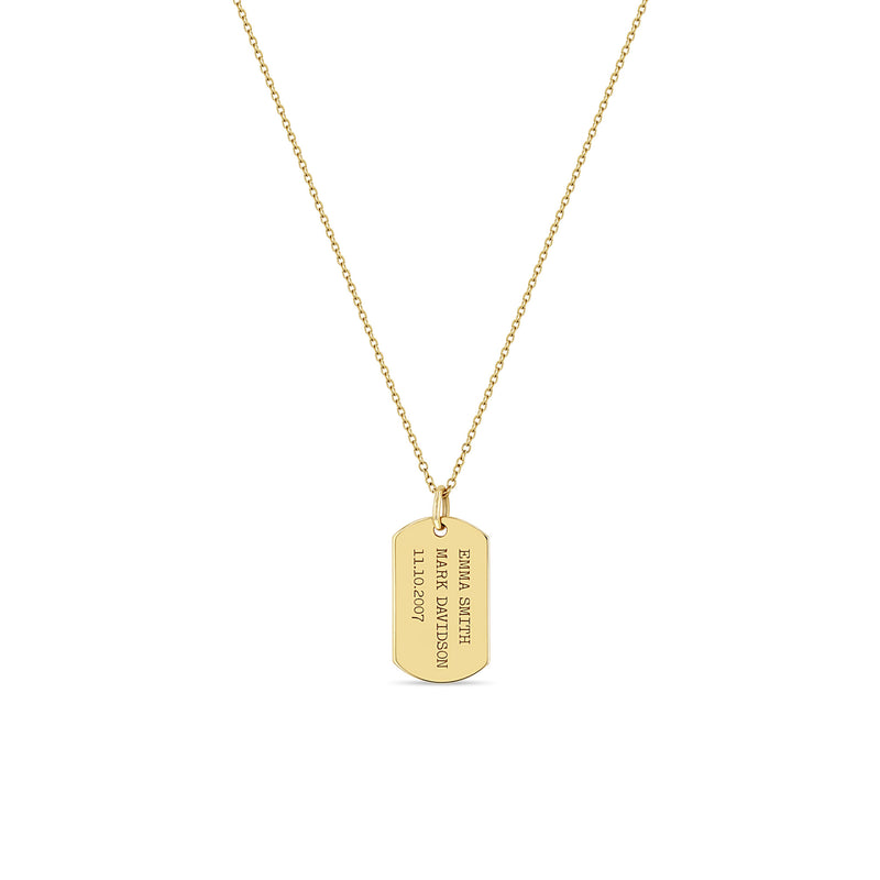 Buy 14K Gold Large Oval Tag Embossed Necklace