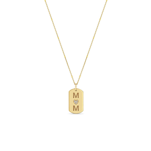 Zoë Chicco 14k Gold 2 Initials & Diamond Heart Dog Tag Necklace