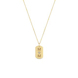 Zoë Chicco 14k Gold MOM with Pavé Diamond Heart X-Small Dog Tag Necklace