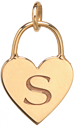 14k Engraved Initial Heart Padlock Charm Pendant