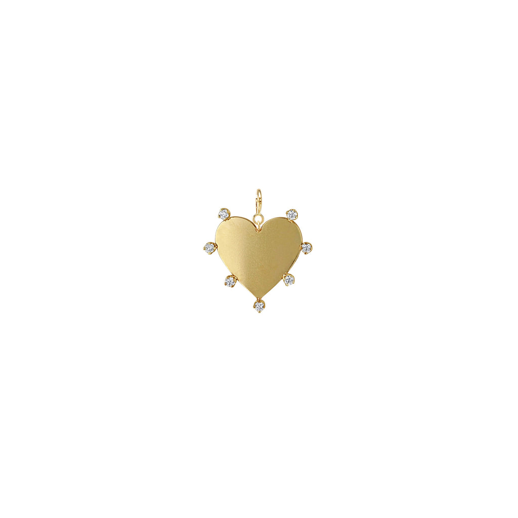 14k 7 Prong Diamond Heart Charm Pendant with Spring Ring