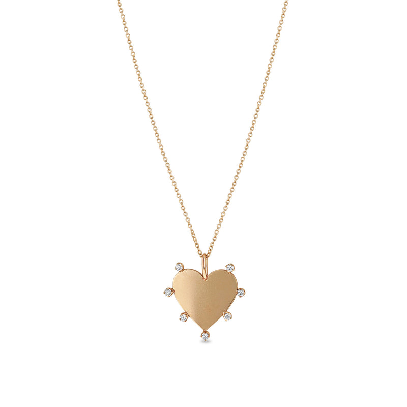 Zoë Chicco 14k Gold 7 Prong Diamond Heart Pendant Necklace