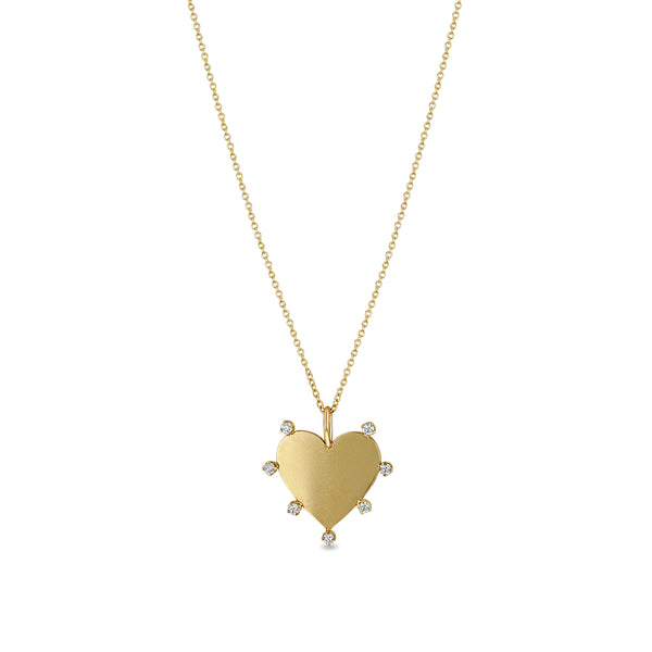 Zoë Chicco 14k Gold 7 Prong Diamond Heart Pendant Necklace – ZOË