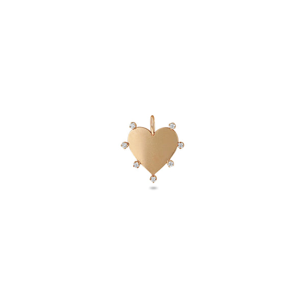 Zoë Chicco 14k Gold Single 7 Prong Diamond Heart Charm Pendant