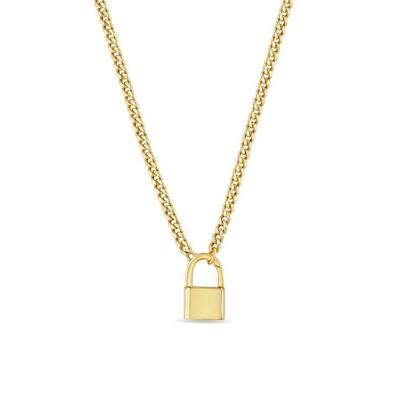 Zoë Chicco 14k Gold Padlock Clasp Small Curb Chain Necklace – ZOË CHICCO