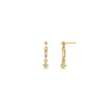 Zoë Chicco 14k Rose Gold 3 Linked Mixed Diamond Short Drop Earrings