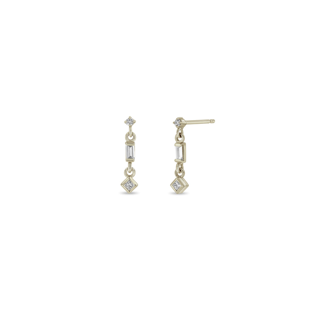 Zoë Chicco 14k Gold 3 Linked Mixed Diamond Short Drop Earrings – ZOË CHICCO