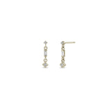 Zoë Chicco 14k White Gold 3 Linked Mixed Diamond Short Drop Earrings