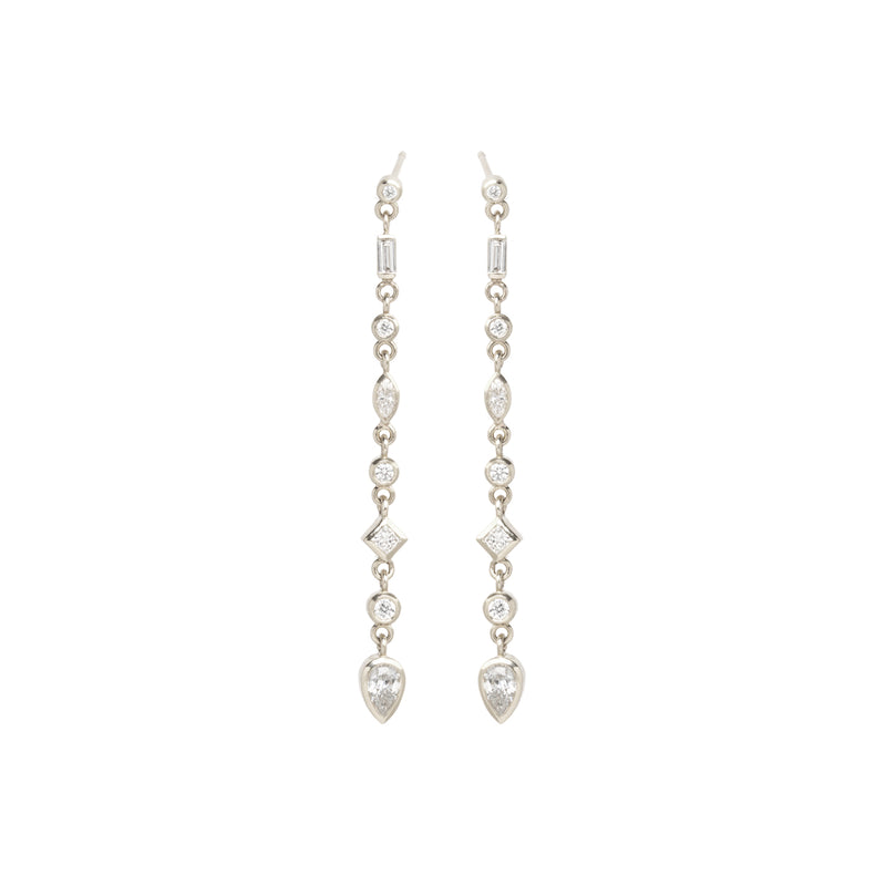 Zoë Chicco 14k Gold Linked Mixed Diamond Long Drop Earrings