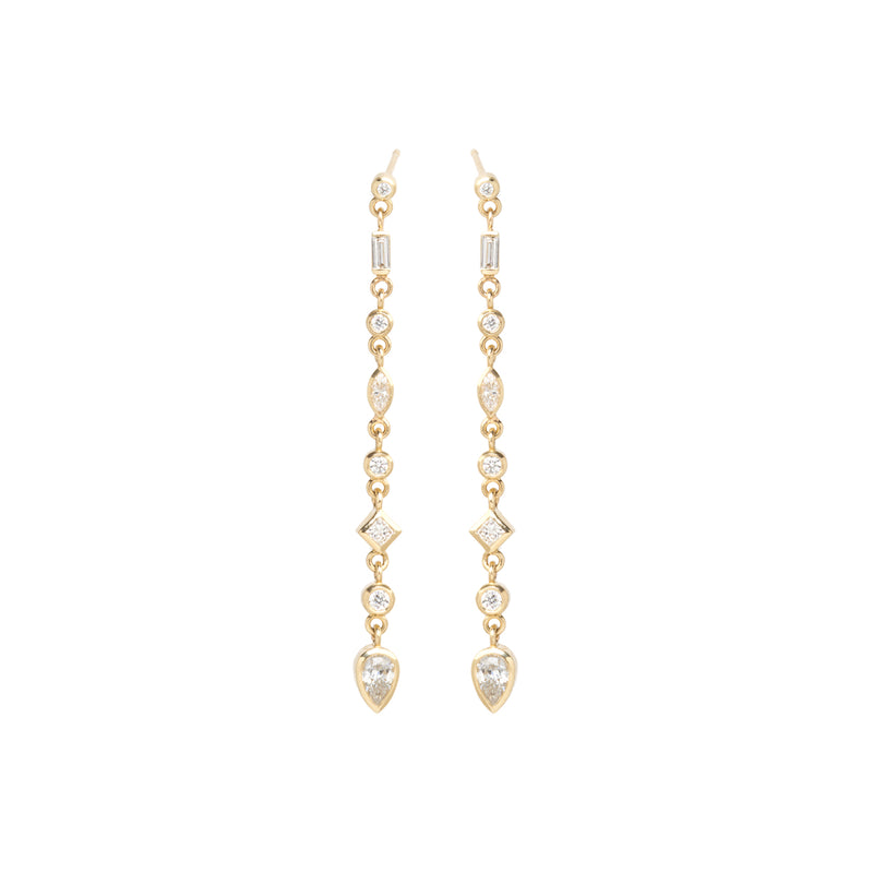 Zoë Chicco 14k Gold Linked Mixed Diamond Long Drop Earrings