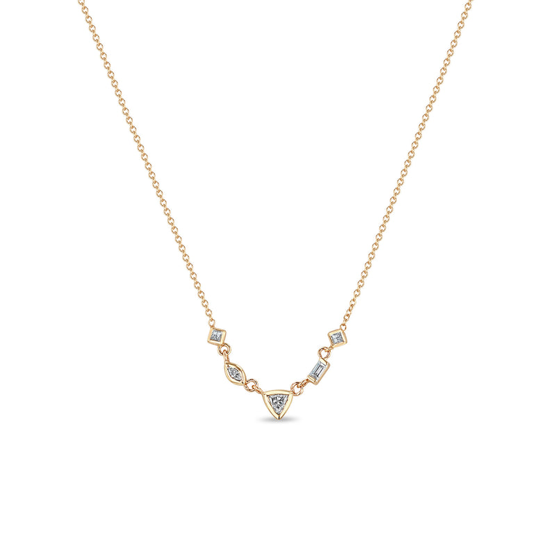  Zoë Chicco 14k Rose Gold 5 Linked Mixed Cut Diamond Necklace