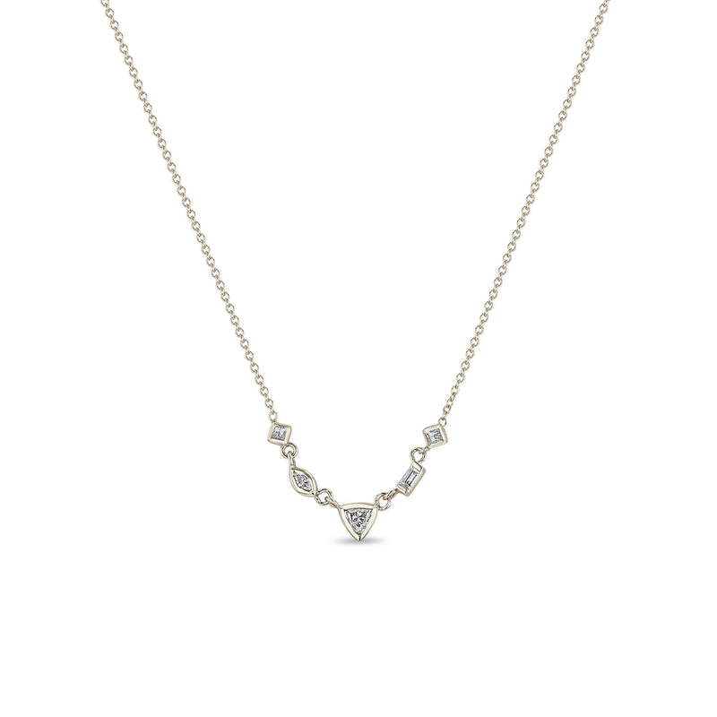  Zoë Chicco 14k White Gold 5 Linked Mixed Cut Diamond Necklace