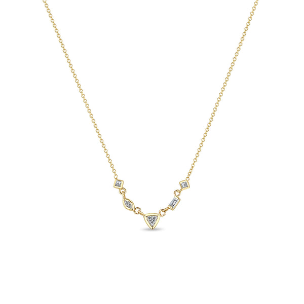  Zoë Chicco 14k Yellow Gold 5 Linked Mixed Cut Diamond Necklace