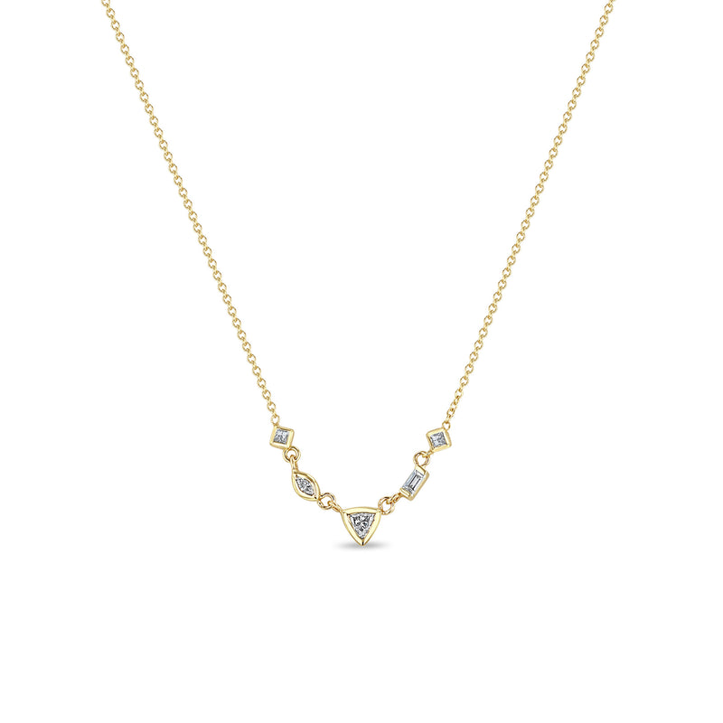  Zoë Chicco 14k Yellow Gold 5 Linked Mixed Cut Diamond Necklace
