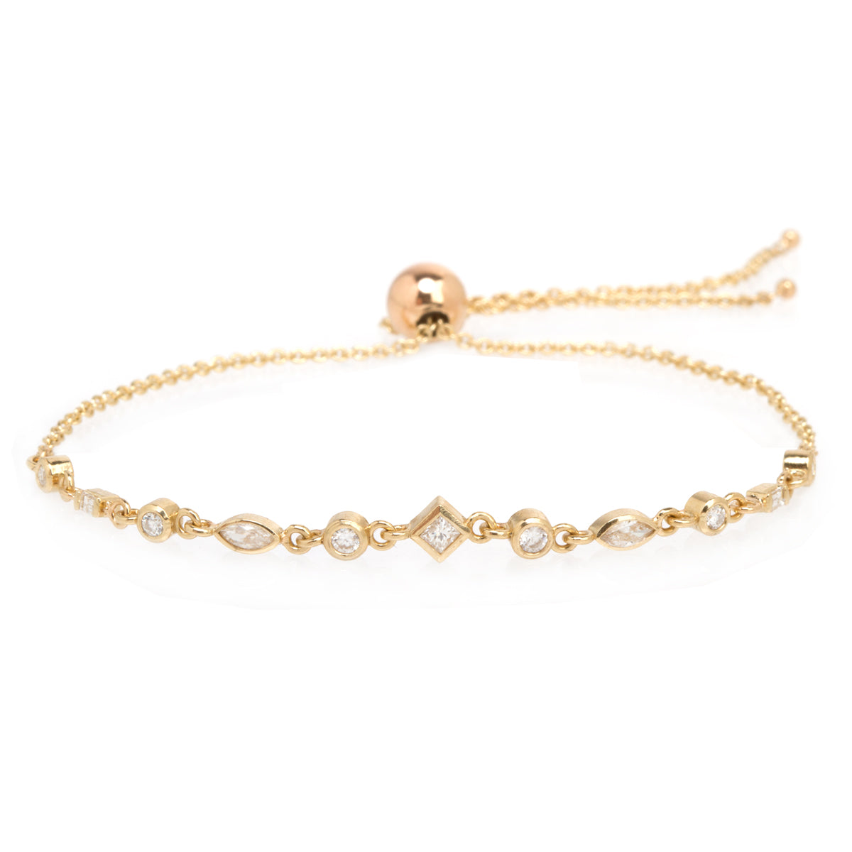 Zoe Chicco 14k Gold Linked Mixed Cut Diamond Bolo Bracelet – ZOË CHICCO