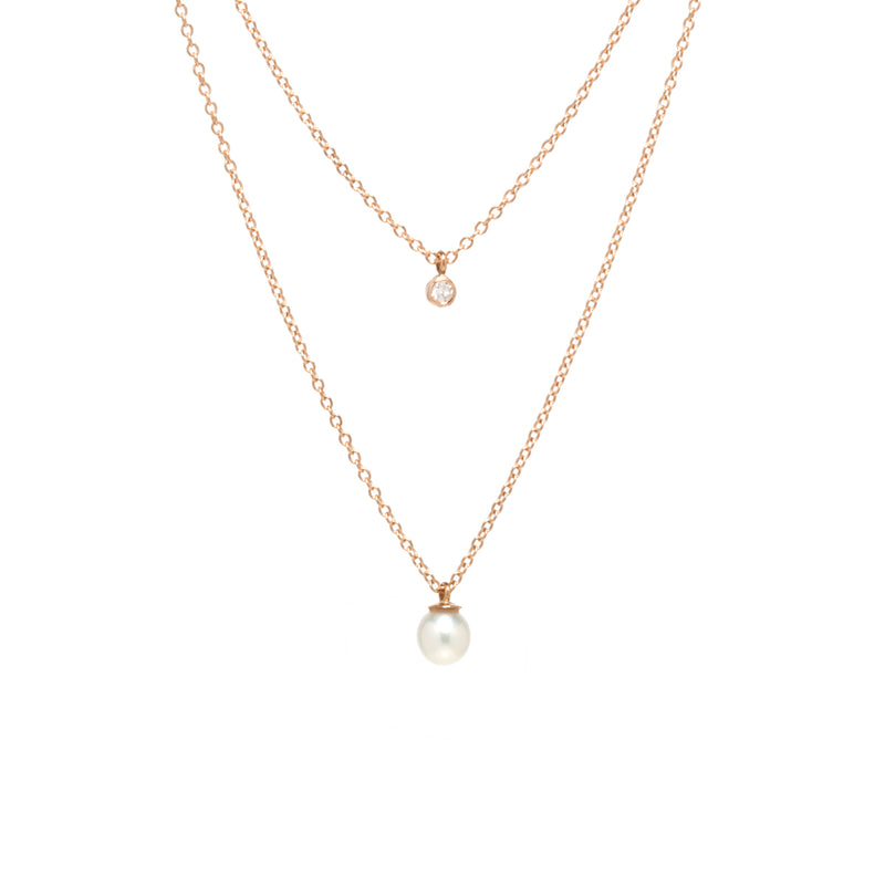 Tiara Diamond Pendant Rose Gold V Shaped Layering Necklaces Drop Charm 14K Yellow Gold - Made to Order