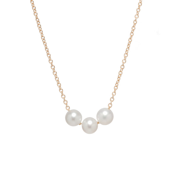 Zoë Chicco 14kt Rose Gold 3 Small Pearl Necklace