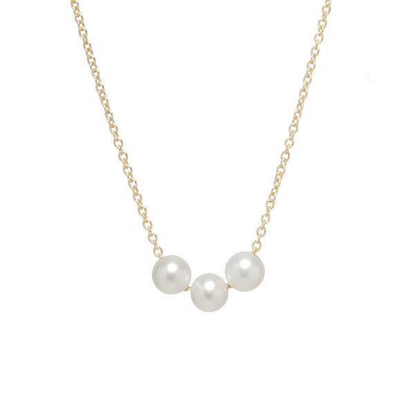 Zoë Chicco 14kt Yellow Gold 3 Small Pearl Necklace