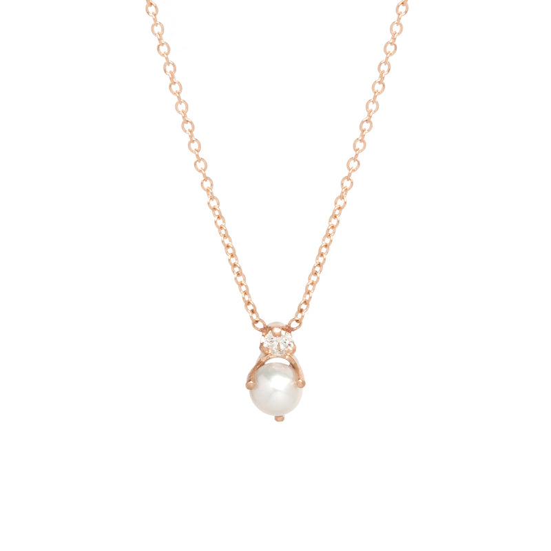 Zoë Chicco 14kt Gold 14k Stacked Pearl & Diamond Pendant Necklace
