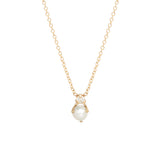 Zoë Chicco 14kt Gold 14k Stacked Pearl & Diamond Pendant Necklace