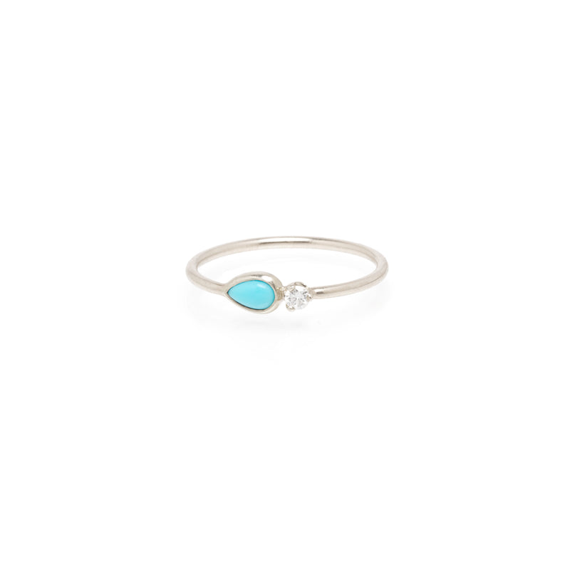 Zoë Chicco 14k Gold Pear Turquoise & Diamond Ring