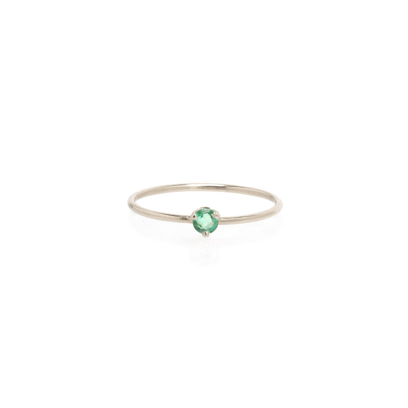 14k Single Prong Emerald Ring