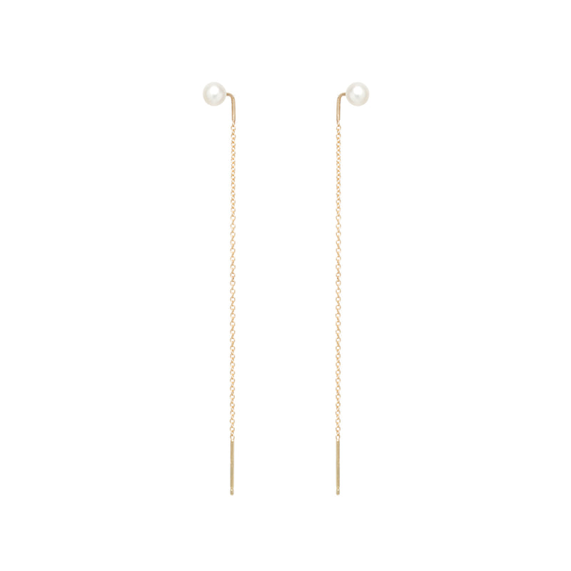 Zoë Chicco 14kt Gold Pearl Chain Threader Earrings