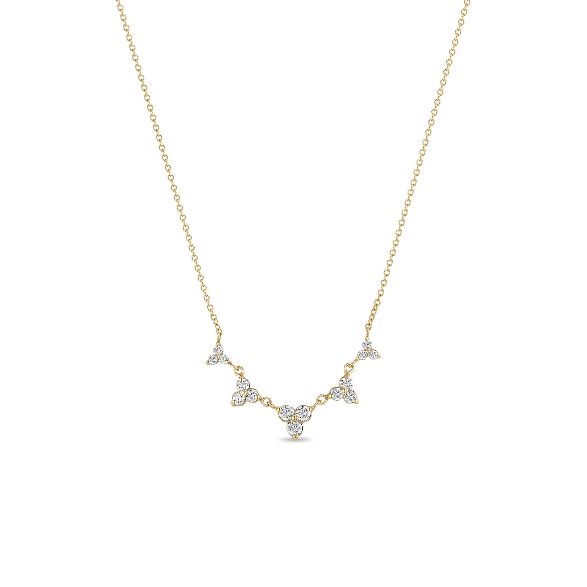 Zoë Chicco 14k Gold 5 Linked Graduated Diamond Trio Necklace