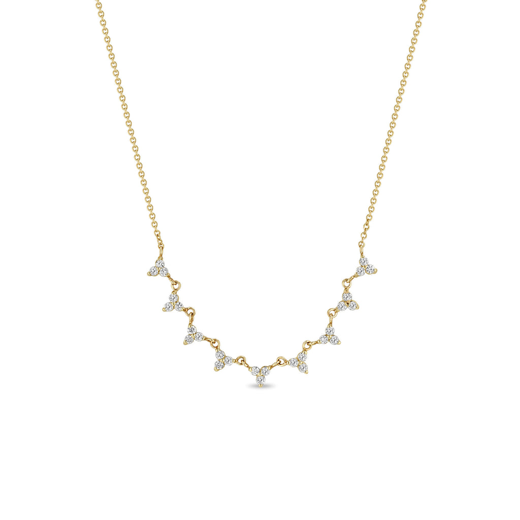 Halo Diamond Trio Necklace with Bezel-Set Diamonds - Nuha Jewelers