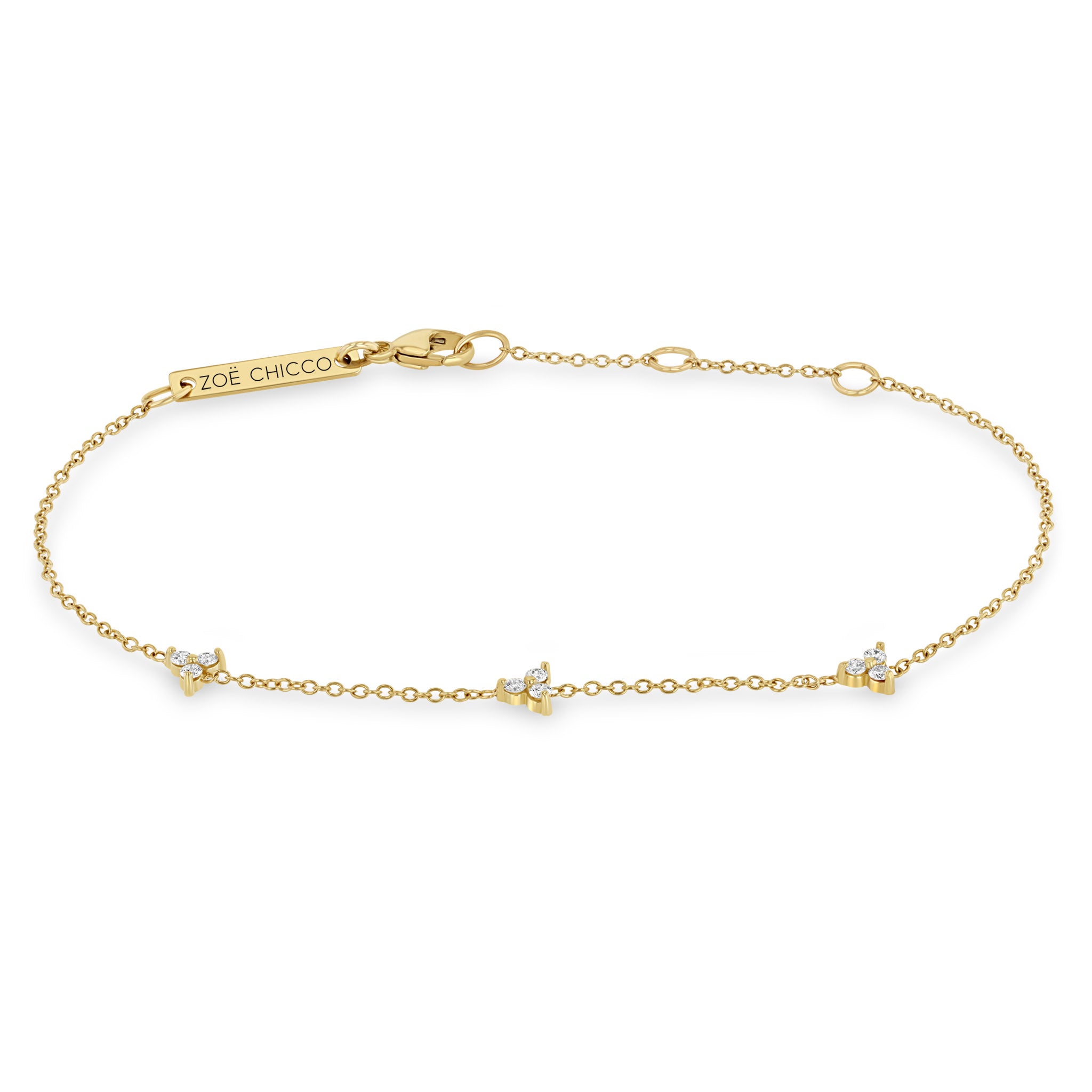 Zoë Chicco 14k Gold 3 Diamond Trio Station Bracelet