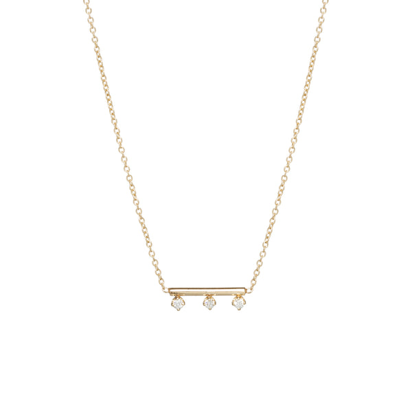 14k 3 Prong Diamond Bar Necklace